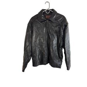 Genuine Leather Black Jacket By Couture Size M For Men With Zipper Closure & Poc